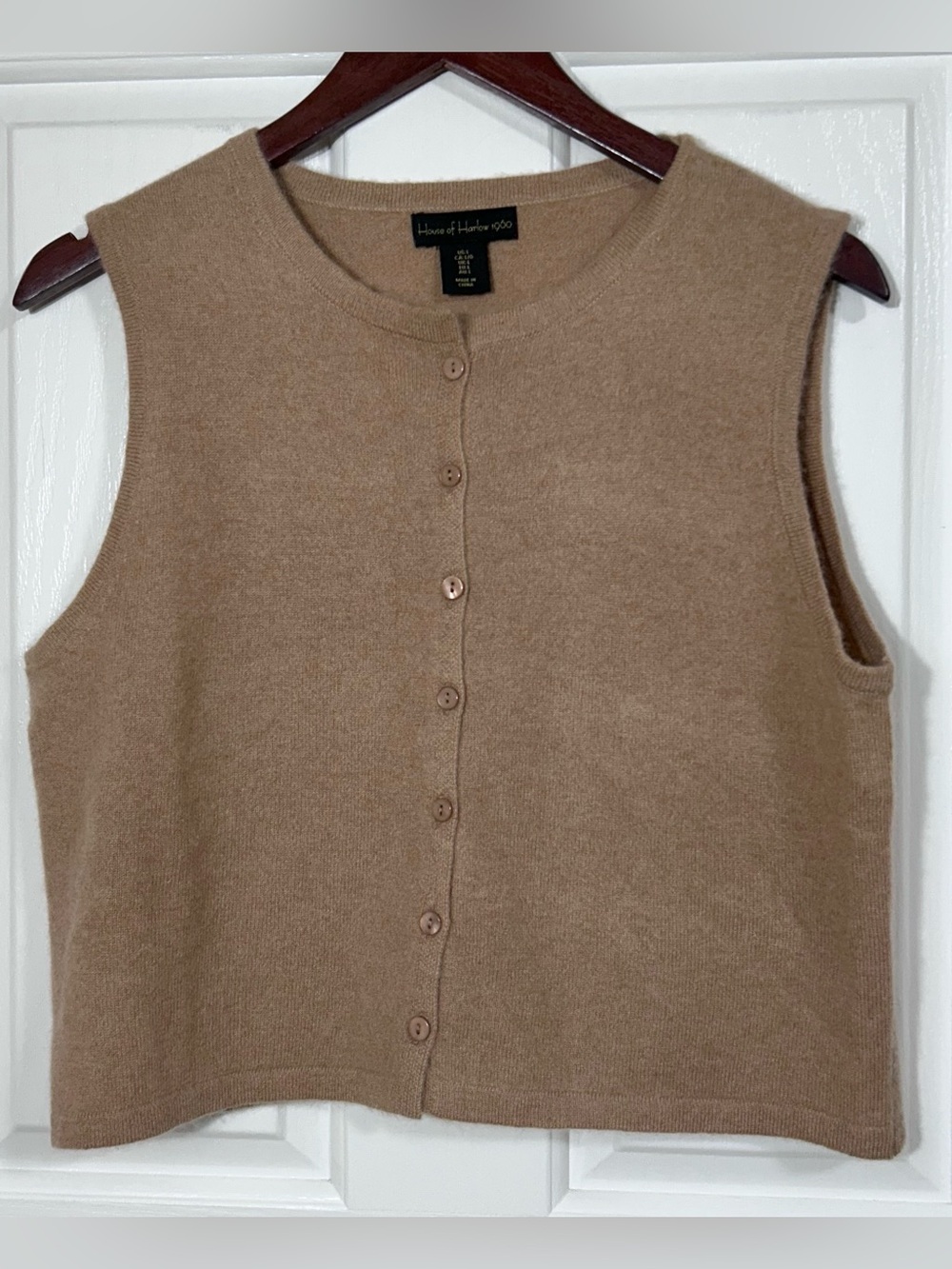 House Of Harlow 1960 Camel Cashmere Vest L Button Front Cardigan Sweater Luxury